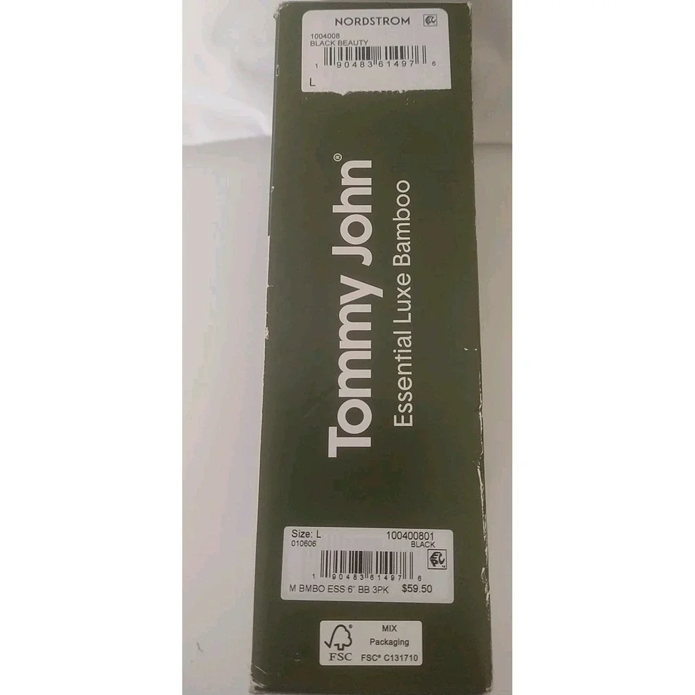 3-Pack TOMMY JOHN Essential Luxe Bamboo Boxer Briefs Black LARGE NWT